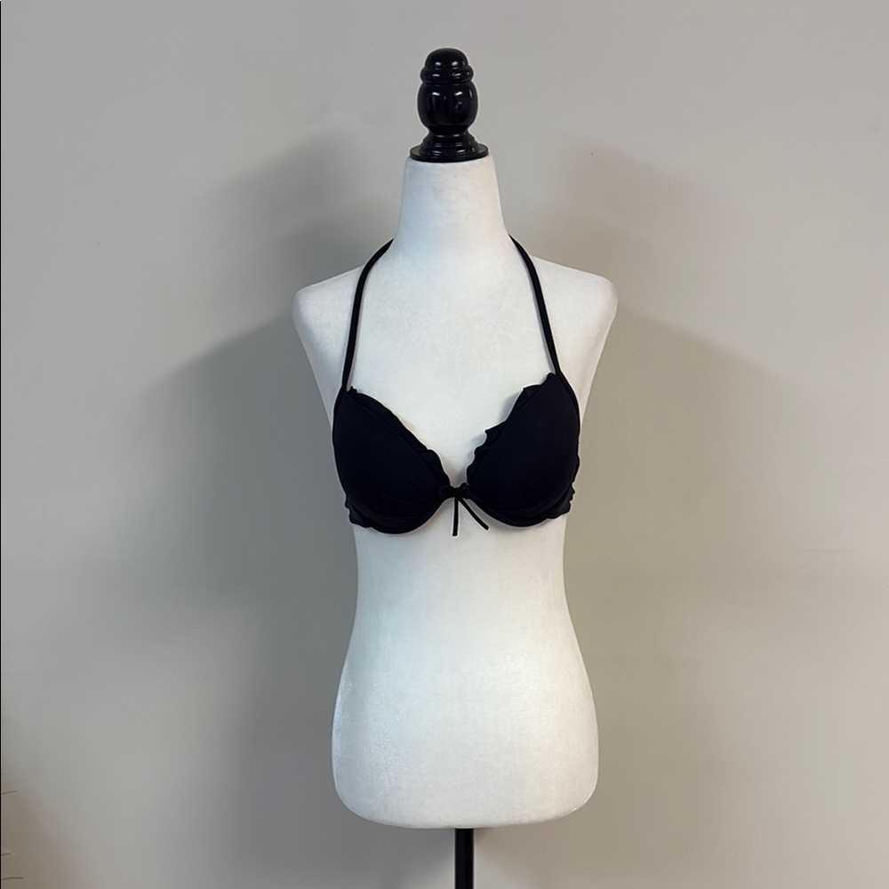 Victoria Secret Elegant Black Halter Bikini Top size 34B